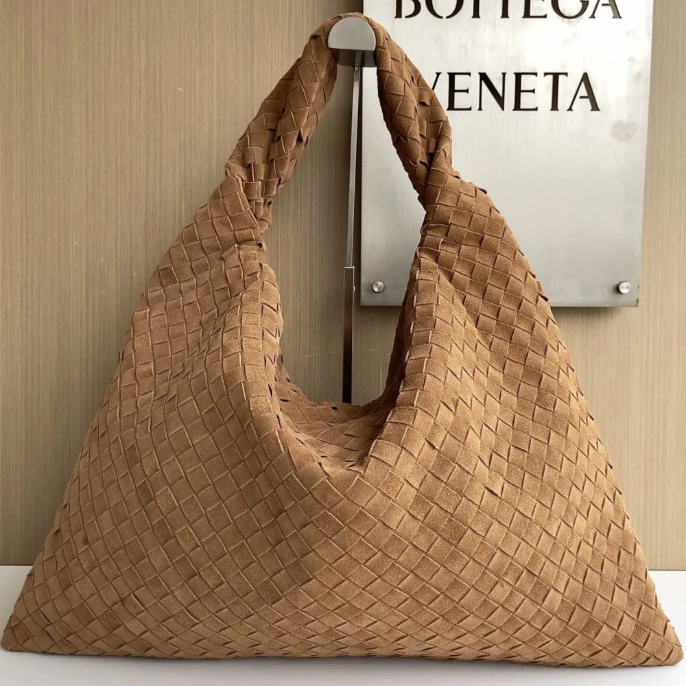 Bottega Veneta Large Campana Intrecciato Suede Shoulder Bag